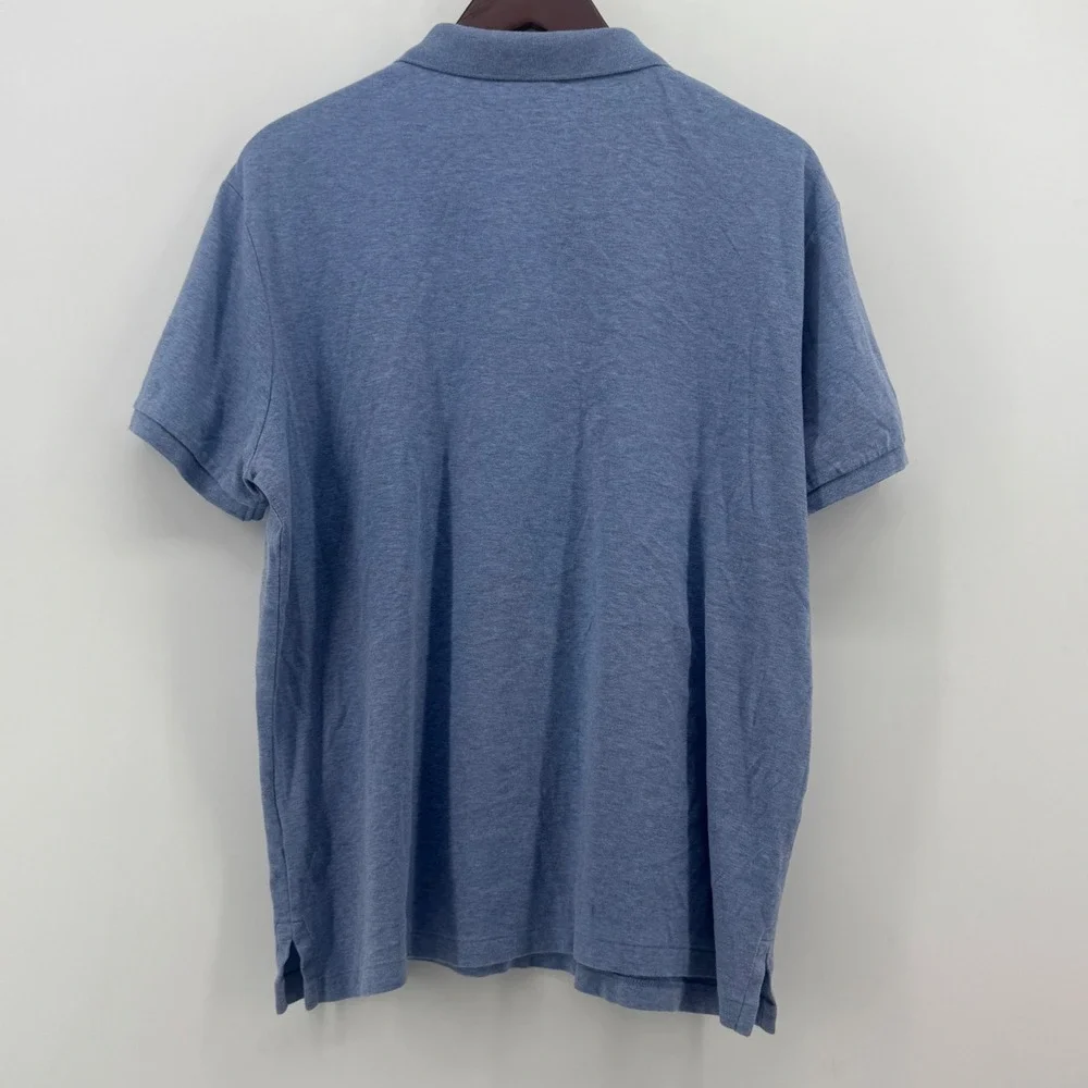 Polo Ralph Lauren Mens Custom Slim Fit Heather Blue Short Sleeve Polo Shirt